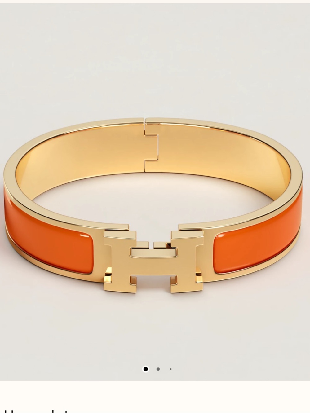 Hermes Orange Enamel Clic Clac H Bracelet with Gold Hardware size PM (16cm)